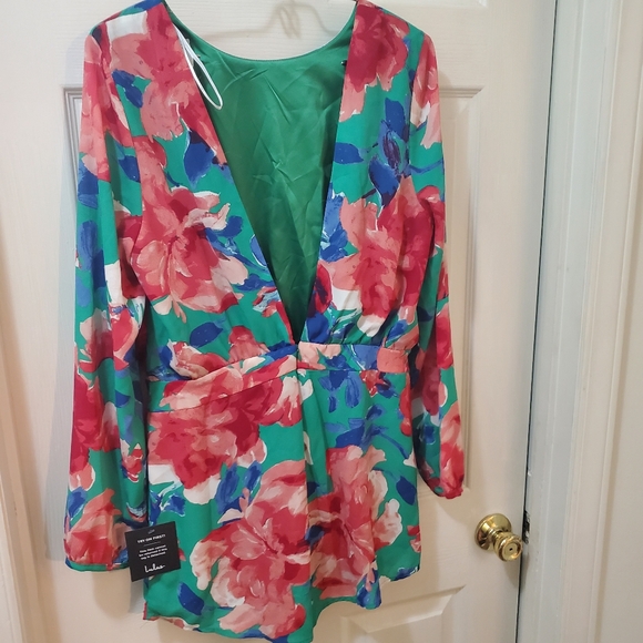 Lulus Sweetest Song Green Floral Print Backless Long Sleeve Romper - Picture 8 of 13